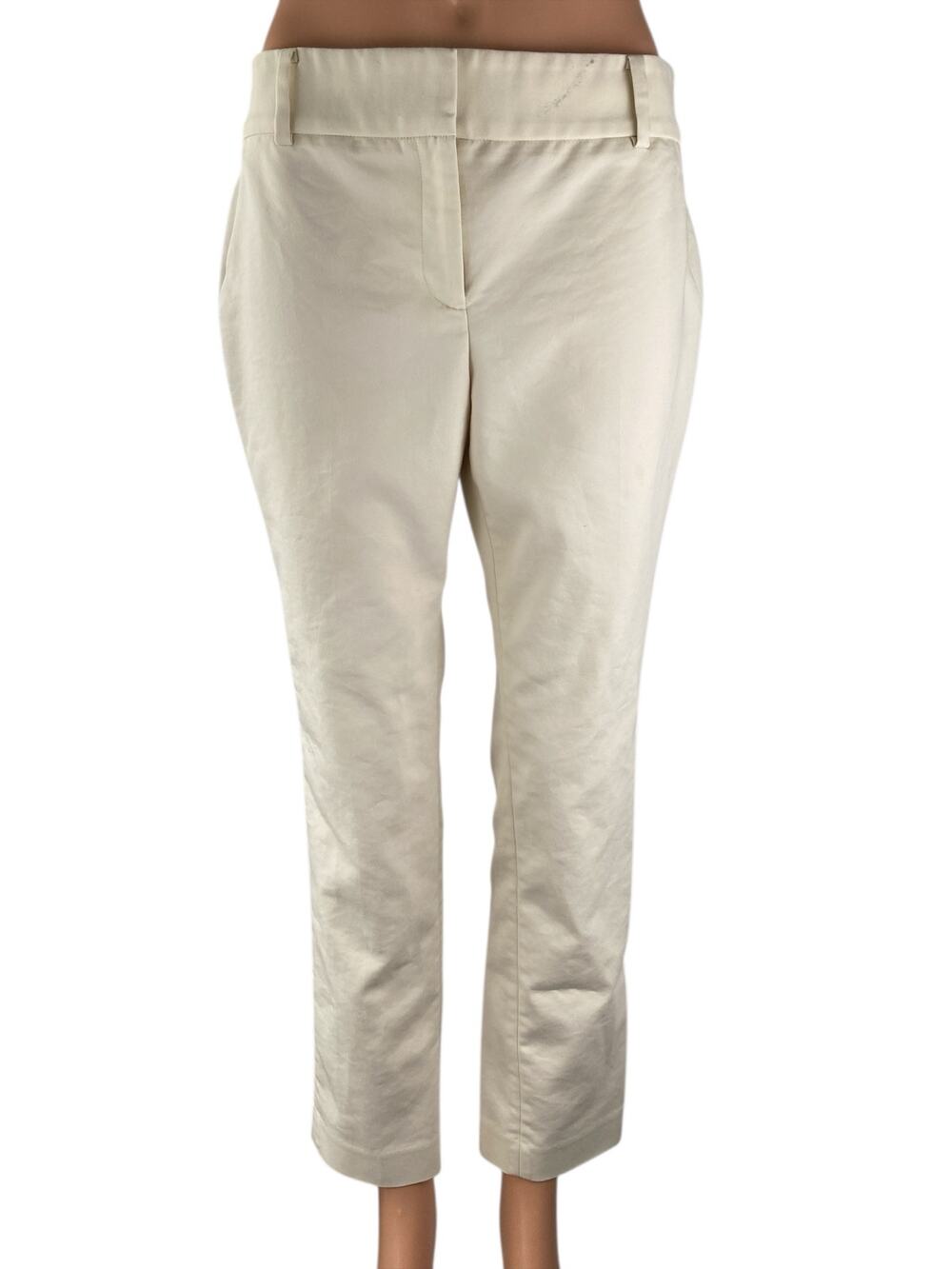Chaus Women's White Mid Rise Straight Ankle Curve Trousers Casual Pants Size 4